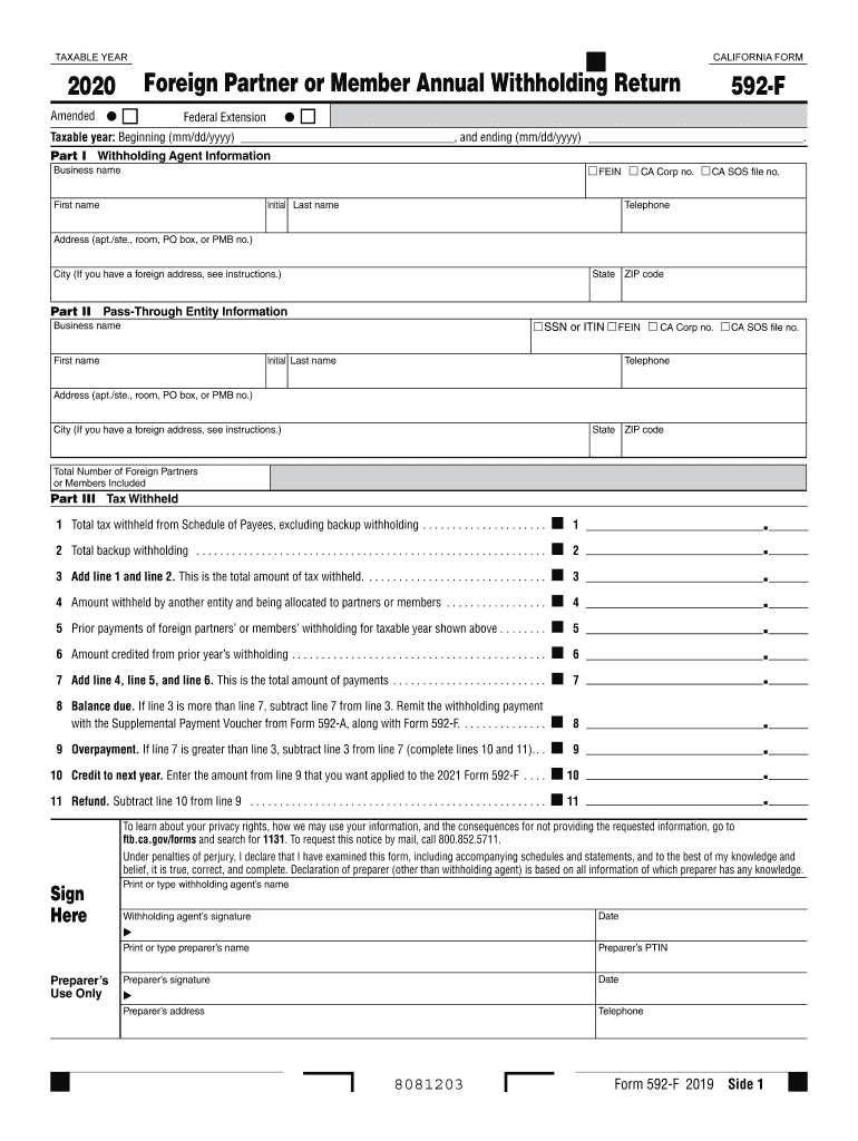 592 F Franchise Tax Board CA Gov Fill Out And Sign Printable PDF 