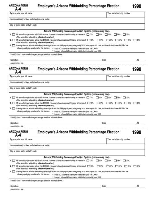 Arizona Employee Withholding Form 2022 2022 Employeeform