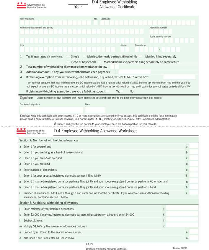 Download D 4 Employee Withholding Allowance For Free TidyTemplates