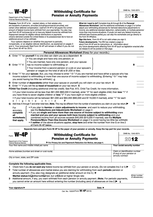 Fillable Form W 4p Withholding Certificate For Pension Or Annuity 