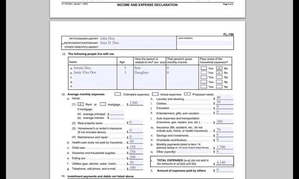 FL 150 Income And Expense Declaration YouTube