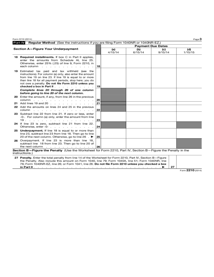 Form 2210 Underpayment Of Estimated Tax By Individuals Estates And 