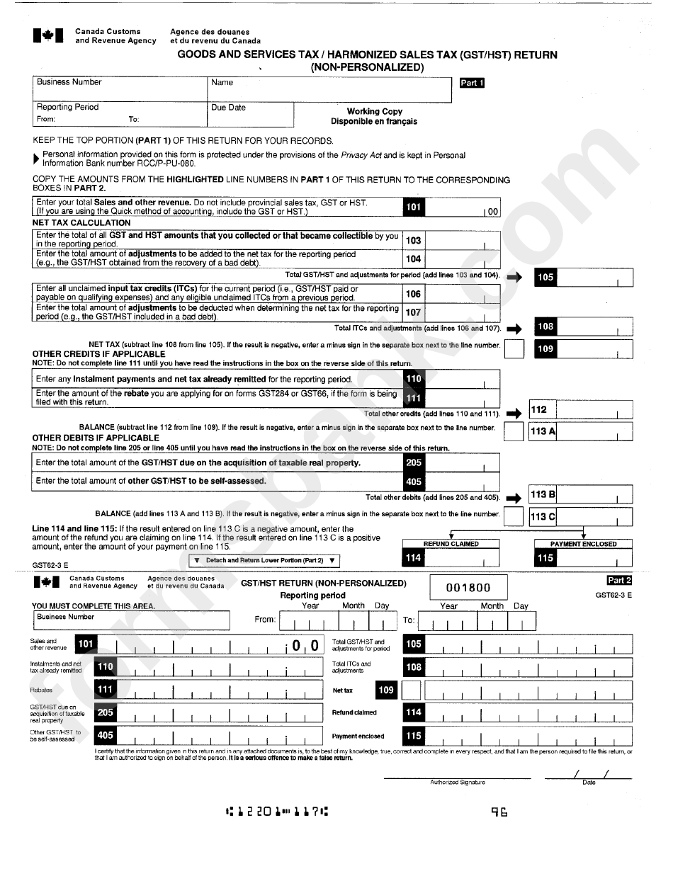 Form Gst62 3 E Goods And Services Tax harmonized Sales Tax Gst hst 