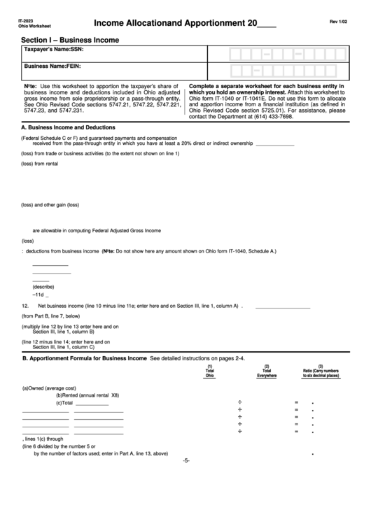 Form It 2024 Income Allocation And Apportionment Printable Pdf Download