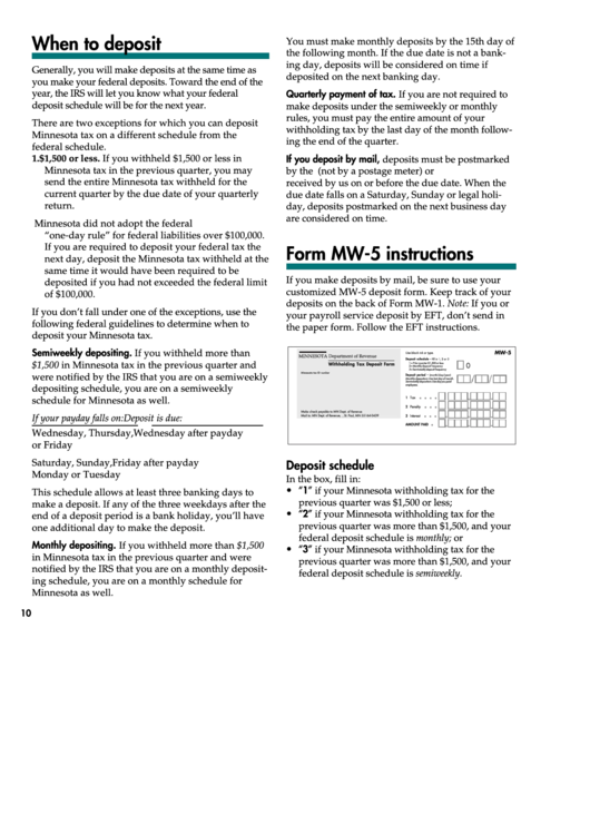 Form Mw 5 Instructions Withholding Tax Deposit payment Voucher 