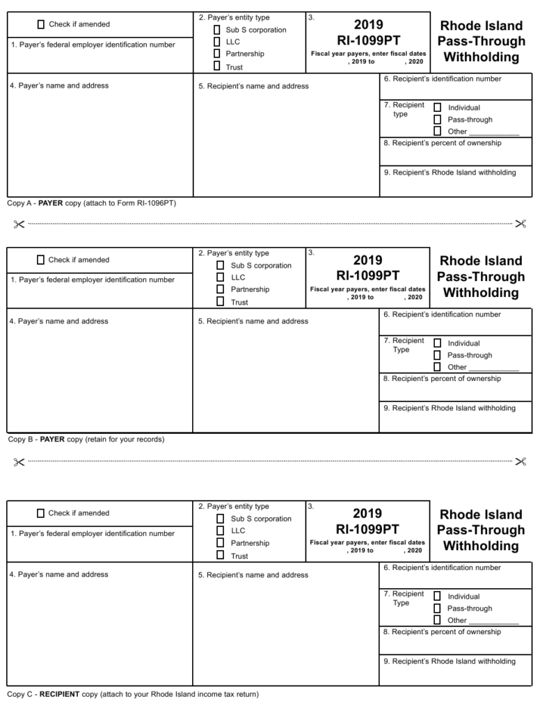 Form RI 1099PT Download Printable PDF Or Fill Online Rhode Island Pass 