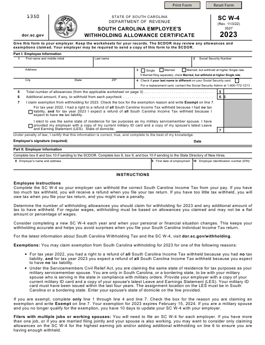 Form SC W 4 Download Fillable PDF Or Fill Online South Carolina 