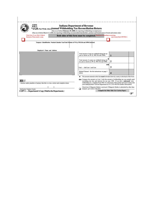 Form Wh 3 Annual Withholding Tax Reconciliation Return Printable Pdf 