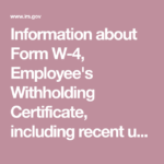 Information About Form W 4 Employee s Withholding Certificate