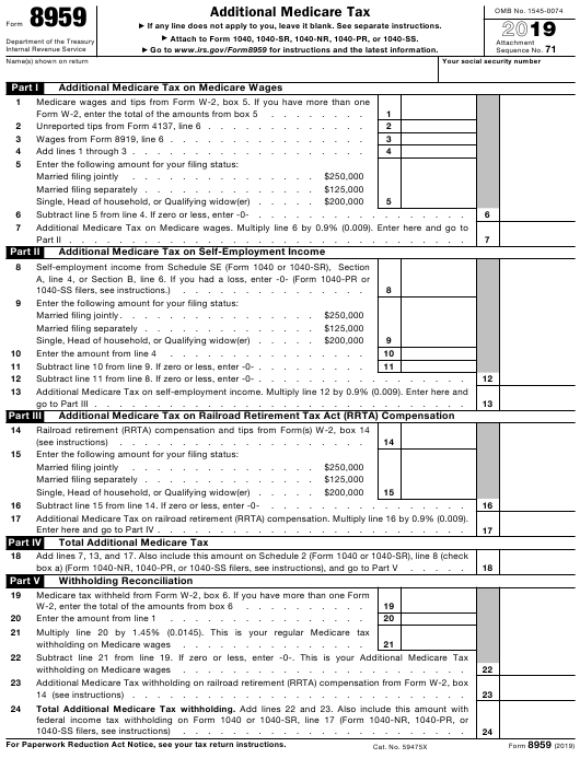 IRS Form 8959 Download Fillable PDF Or Fill Online Additional Medicare 