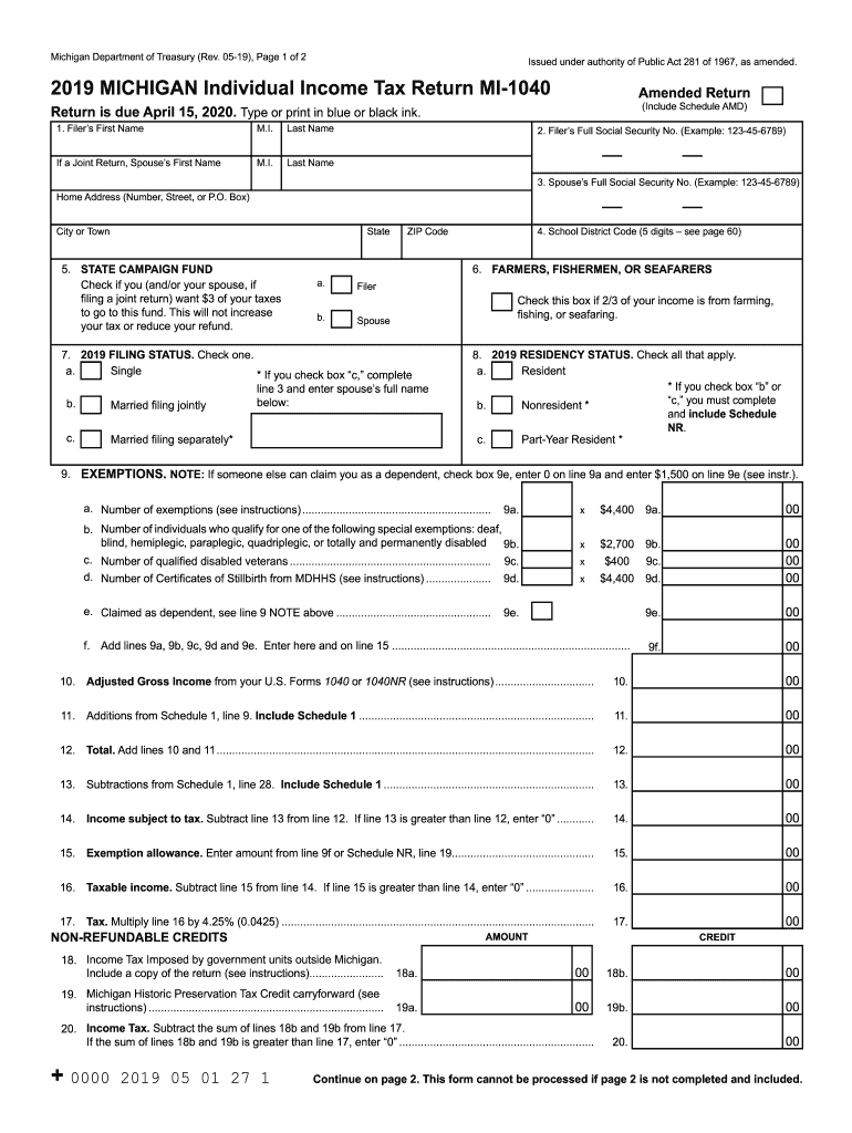 Michigan 1040 Fill Out And Sign Printable PDF Template SignNow