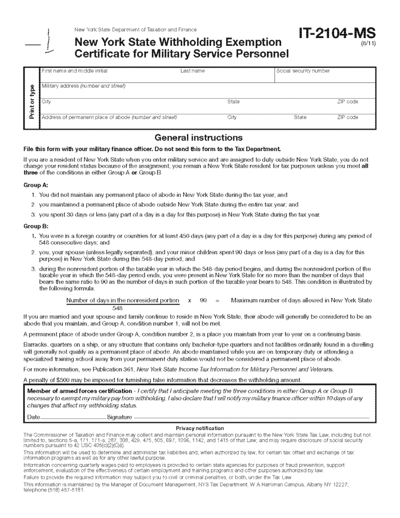 New York State Tax Withholding Exemption Form ExemptForm