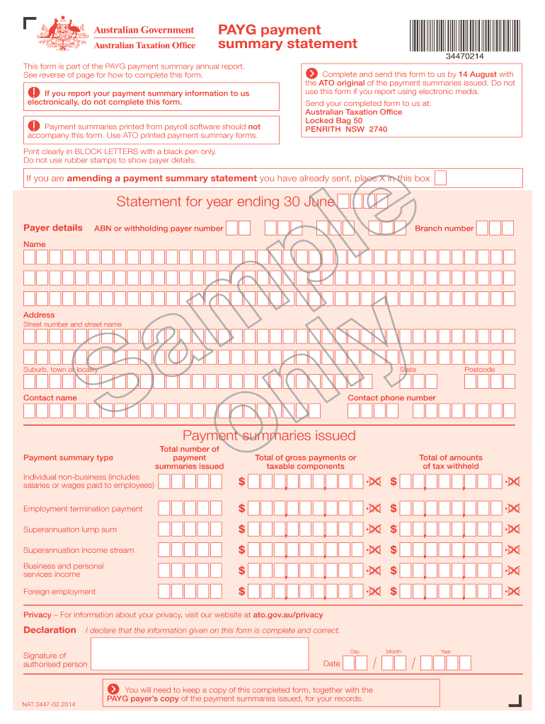 Payg Payment Summary Statement Pdf Fill Online Printable Fillable 