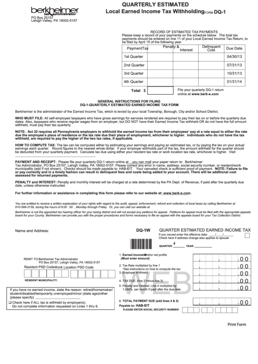 Pennsylvania Local Earned Income Tax Withholding Form WithholdingForm