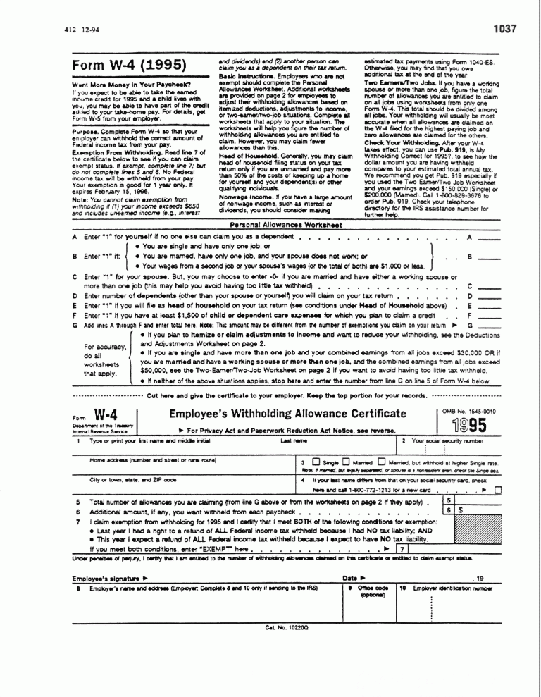 SSA POMS RM 01103 034 Form W 4 Employee s Withholding Allowance