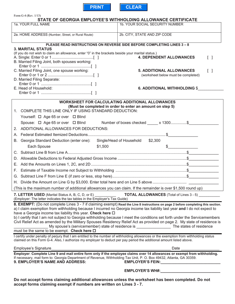 STATE OF GEORGIA EMPLOYEE S WITHHOLDING ALLOWANCE CERTIFICATE 3 