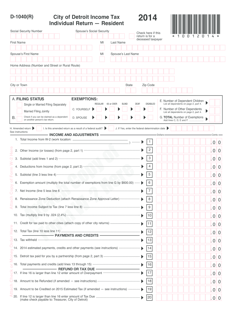 2018 City Of Detroit Tax Form Fill Out Sign Online DocHub