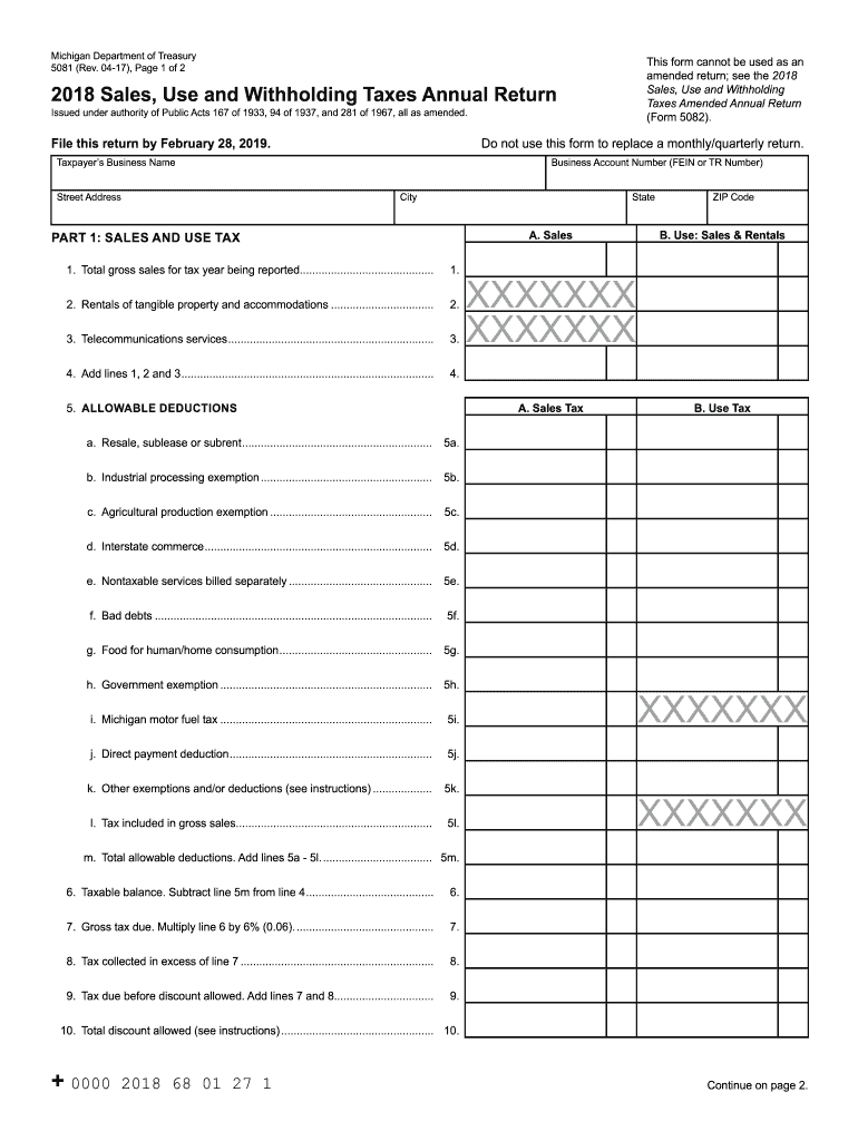 2018 Form MI 5081 Fill Online Printable Fillable Blank PdfFiller