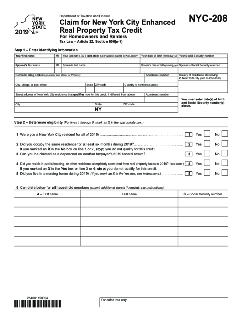 2019 2024 Form NY NYC 208 Fill Online Printable Fillable Blank 