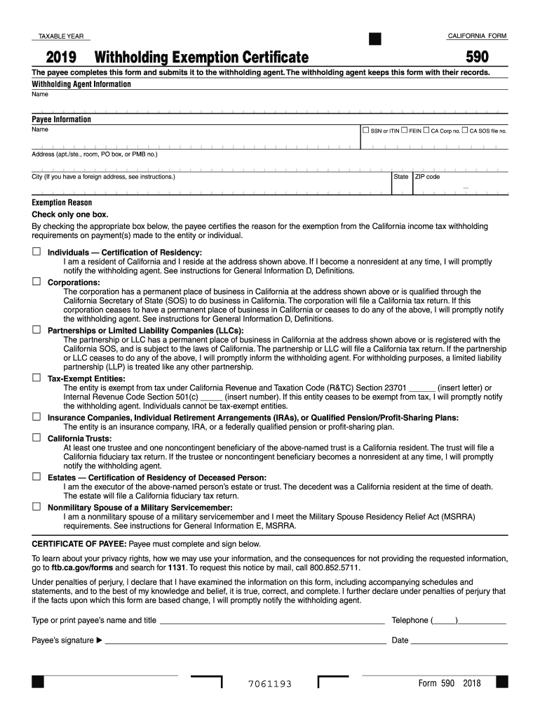 2019 Form CA FTB 590 Fill Online Printable Fillable Blank PDFfiller