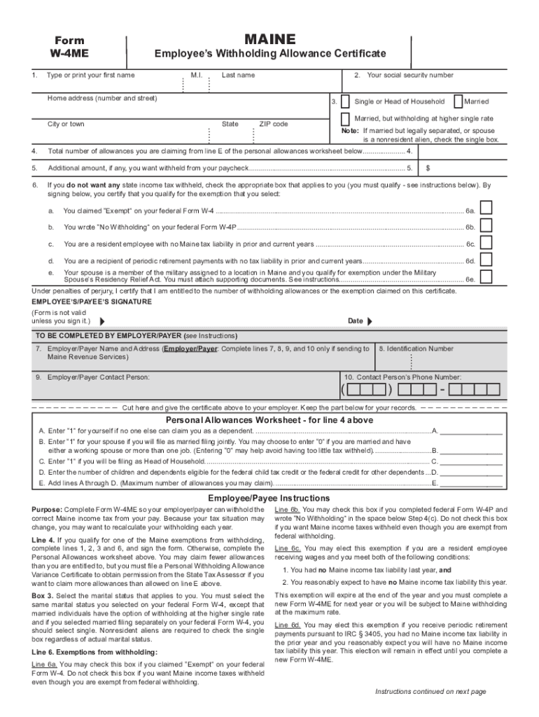 2022 Form ME W 4ME Fill Online Printable Fillable Blank PdfFiller