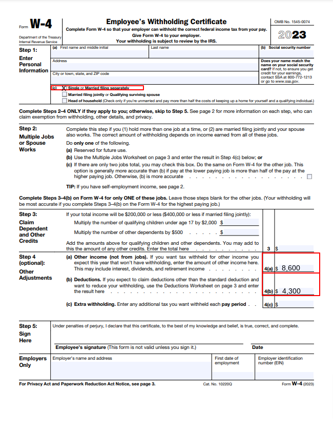 2023 New Federal W 4 Form Finansdirekt24 se