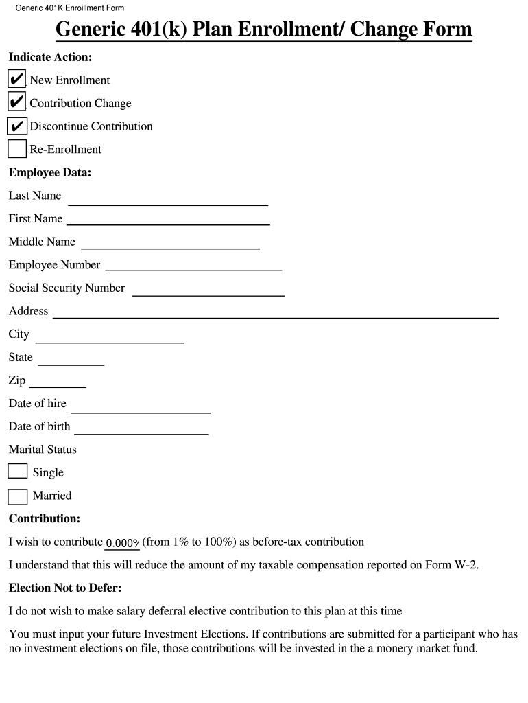 401k Enrollment Form Fill Out Sign Online DocHub