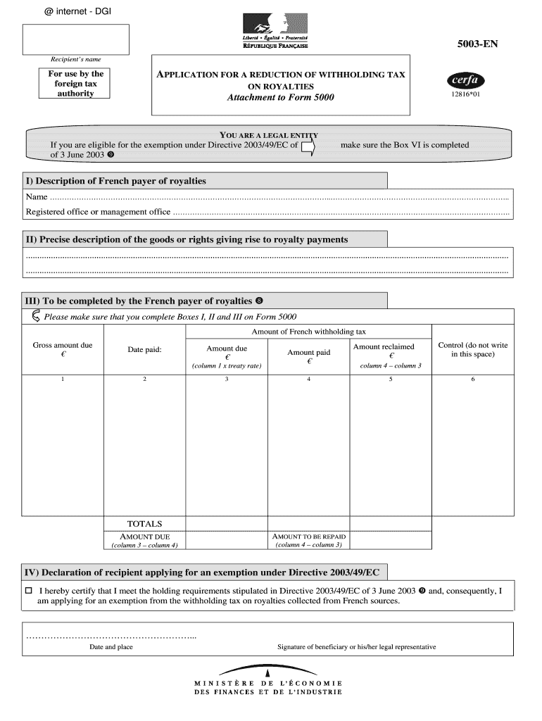 5003 En Fill Online Printable Fillable Blank PdfFiller