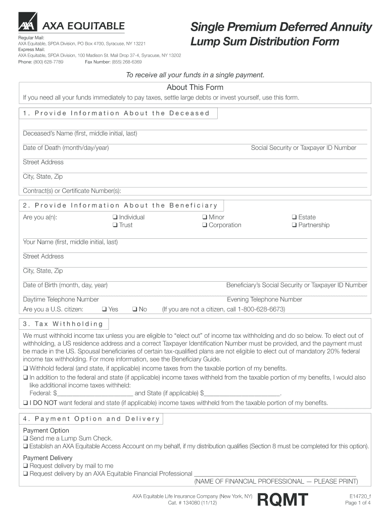 Axa Equitable Distribution Form Fill Online Printable Fillable 