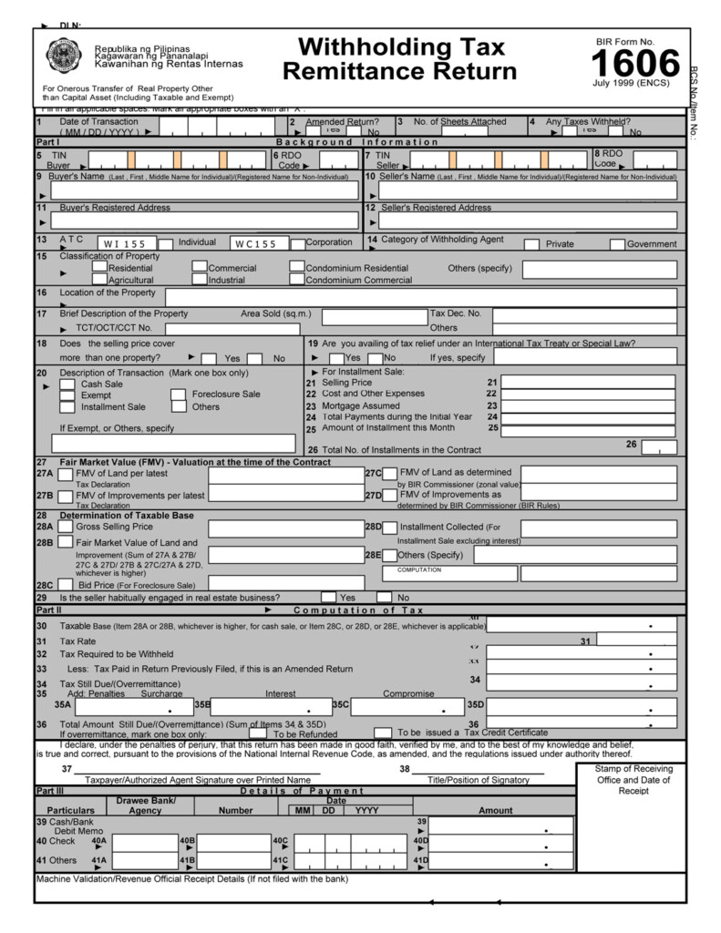 Busapcom BIR Form No 1606