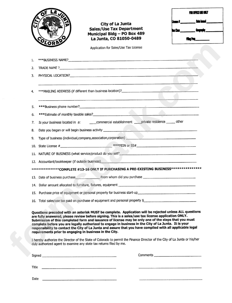 Colorado Sales Tax Withholding Account Application Form 