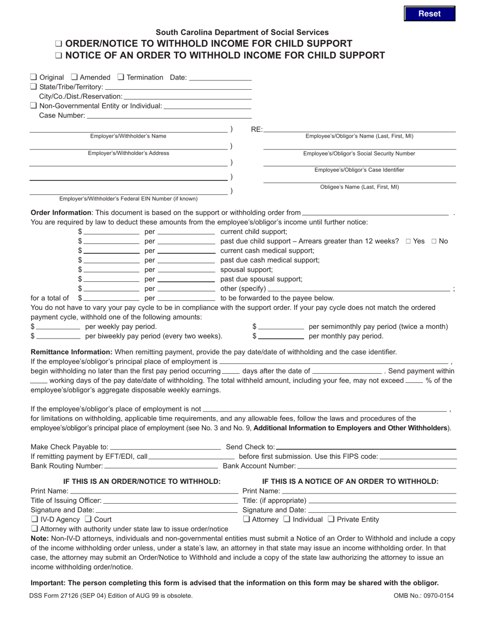 DSS Form 27126 Download Fillable PDF Or Fill Online Order Notice To 