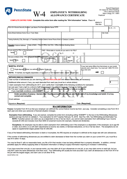 Employee Pa State Withholding Form 2023 Employeeform