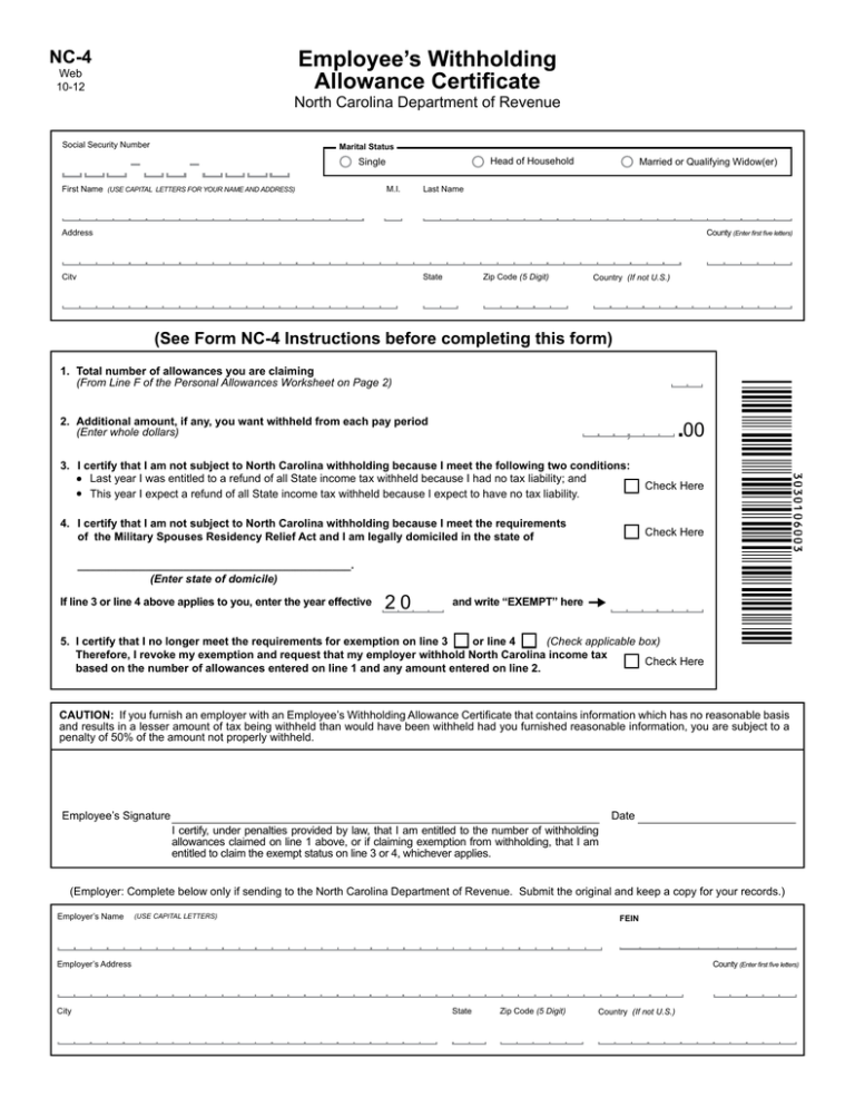 Employee s Withholding Allowance Certificate