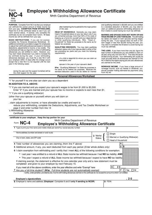 Employee Withholding Form Nc 2023 Employeeform