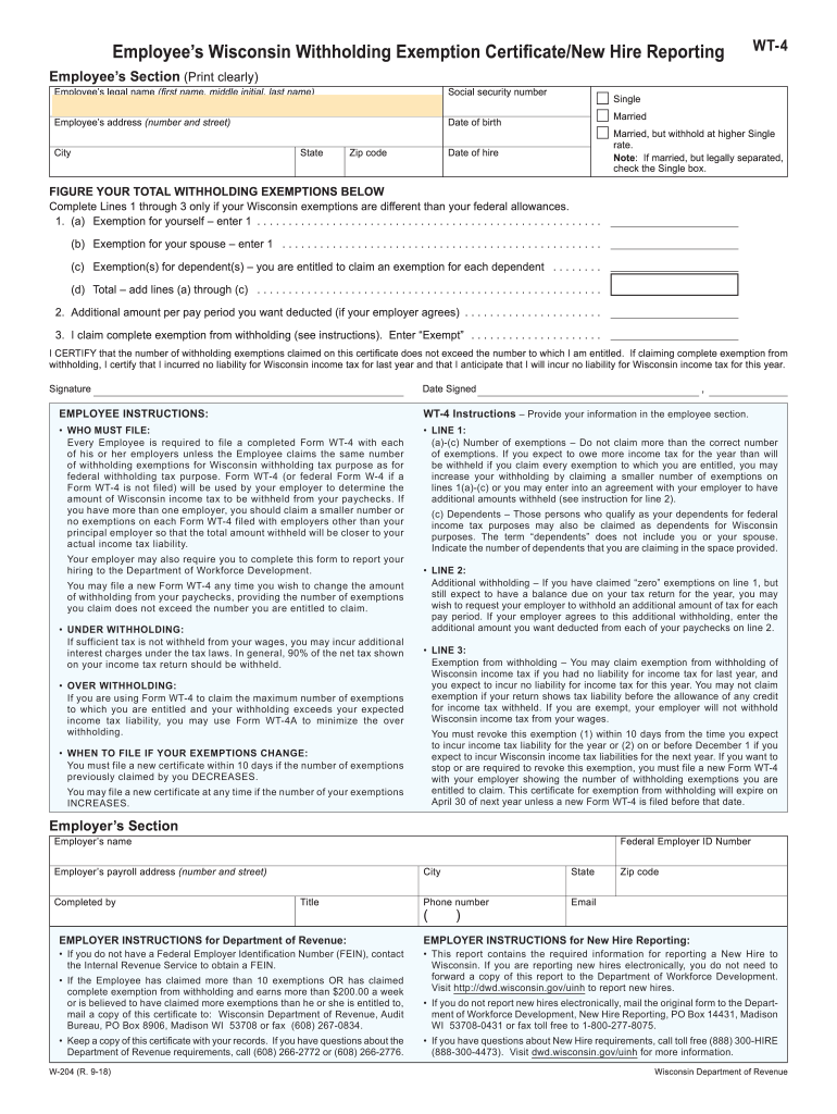 Employees Wisconsin Withholding Exemption Certificate Fill Out Sign 