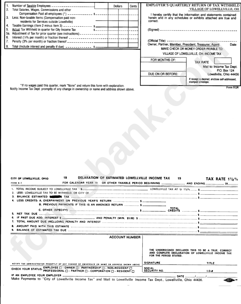 Employer S Quarterly Return Of Tax Withheld Form State Of Ohio 