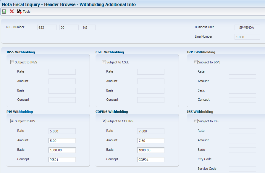 Entering And Modifying Withholding Information For IRPJ INSS And ISS