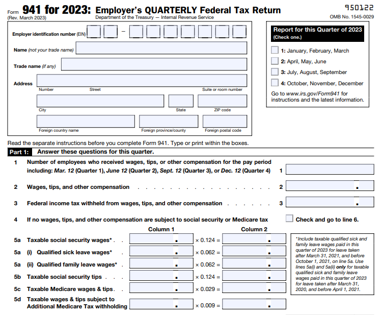 Fillable Form 941 For 2023 Create IRS 941 Form Fillable 2023