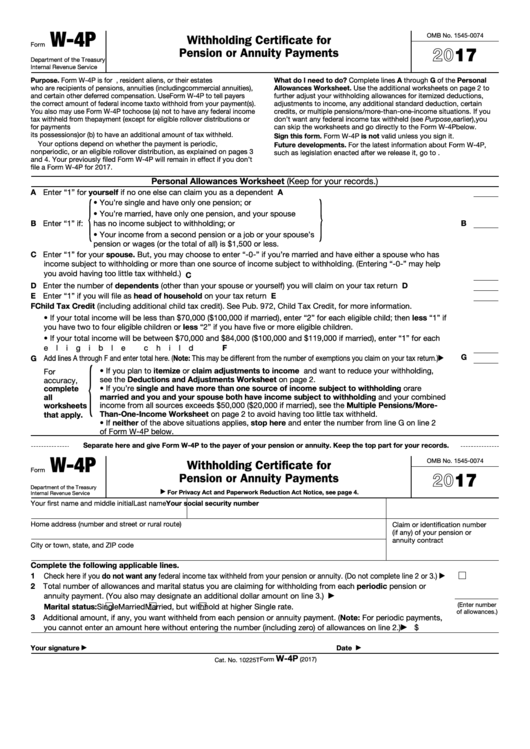 Fillable Form W 4p Withholding Certificate For Pension Or Annuity 