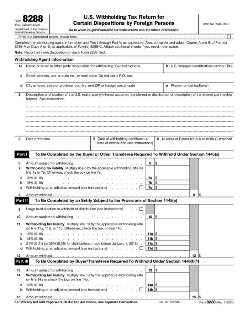 Firpta Form 8288 Fill Online Printable Fillable Blank