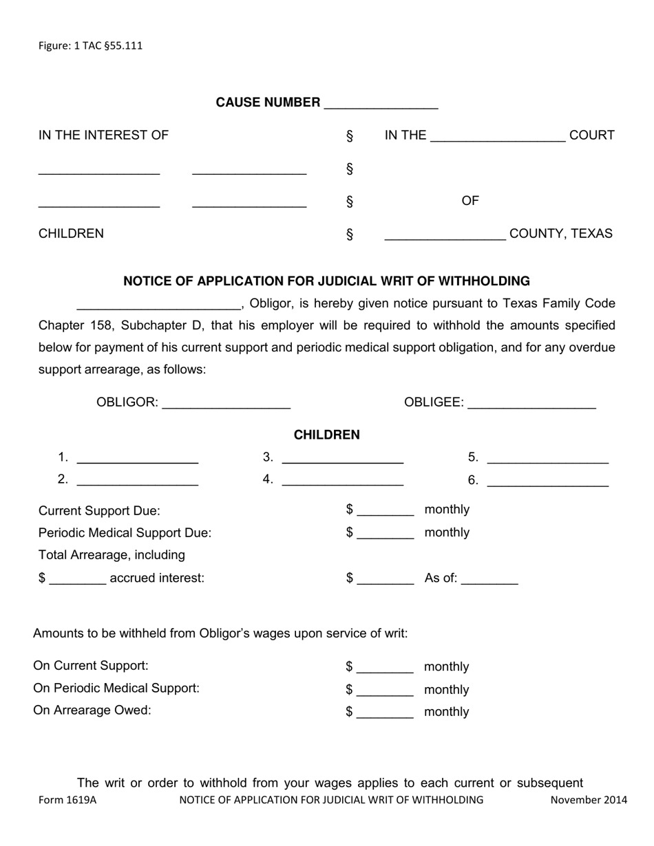 Form 1619A Download Fillable PDF Or Fill Online Notice Of Application