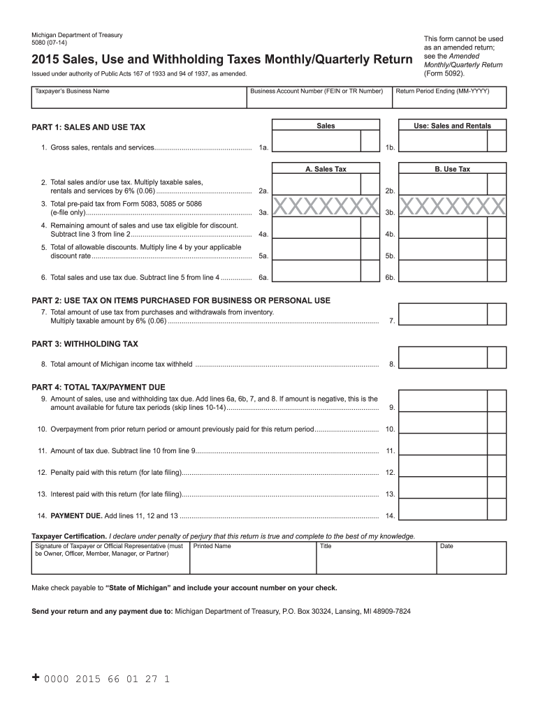 Form 5080 Michigan 2019 Fill Out Sign Online DocHub