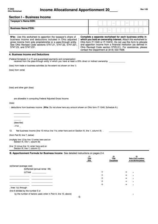 Form It 2024 Income Allocation And Apportionment Printable Pdf Download 