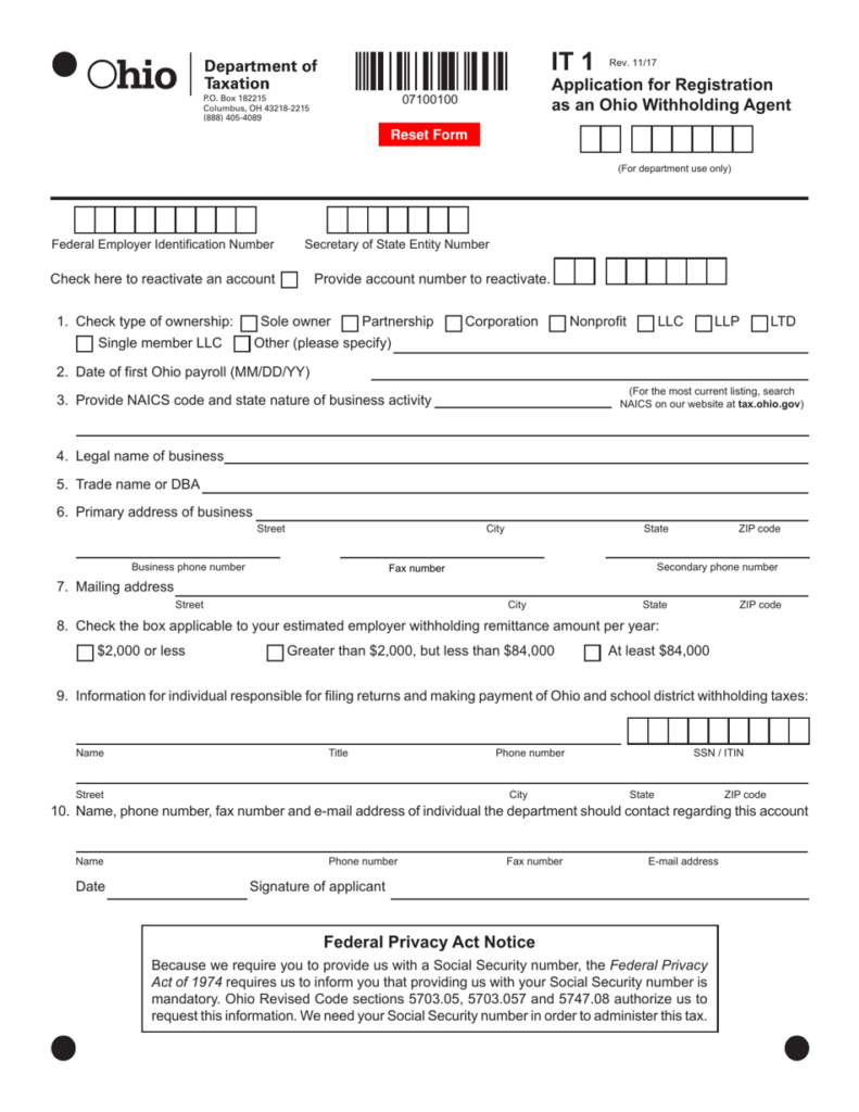 Form IT1 Download Fillable PDF Or Fill Online Application For 