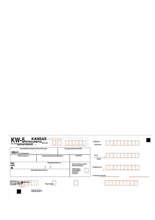 Form Kw 5 Kansas Withholding Tax Deposit Report 2005 Printable Pdf 