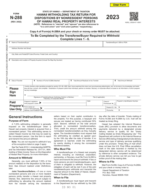 Form N 288 Download Fillable PDF Or Fill Online Hawaii Withholding Tax 