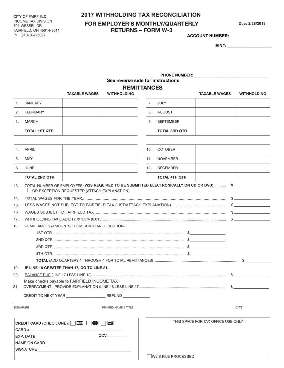 Form W 3 Download Printable PDF Or Fill Online Withholding Tax 