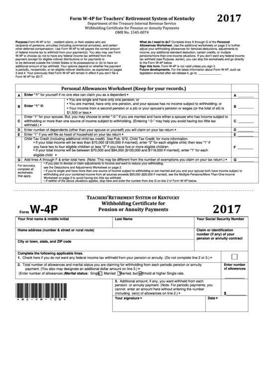 Form W 4p Withholding Certificate 2017 Printable Pdf Download