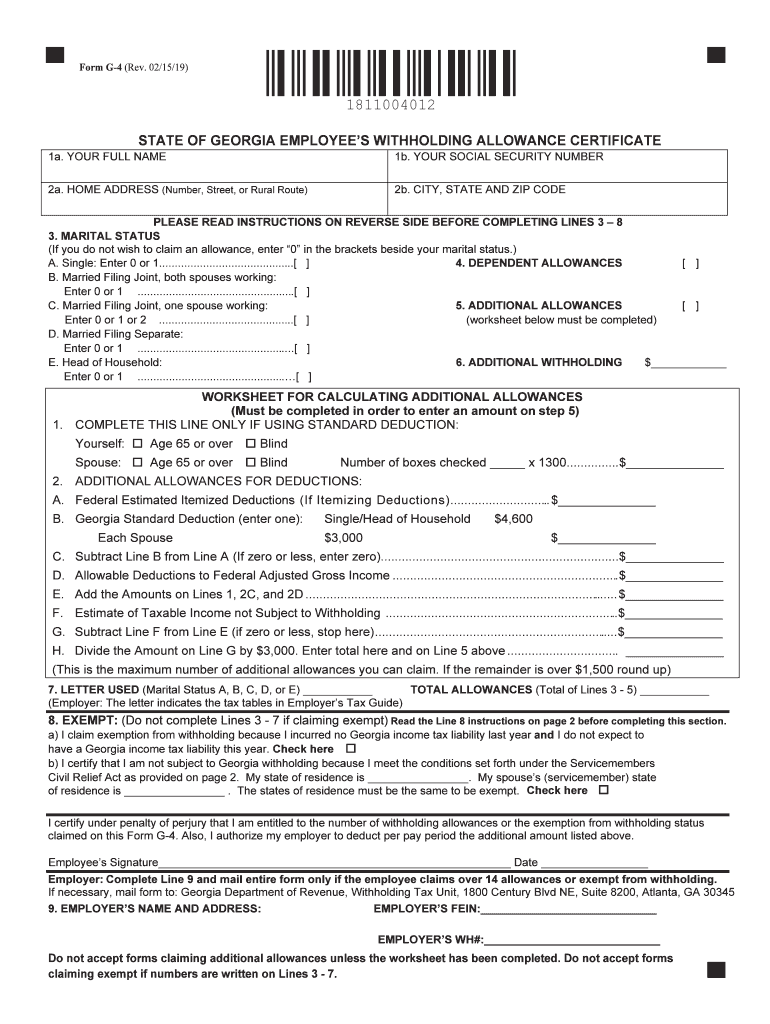 Georgia Withholding Form 2021 2022 W4 Form